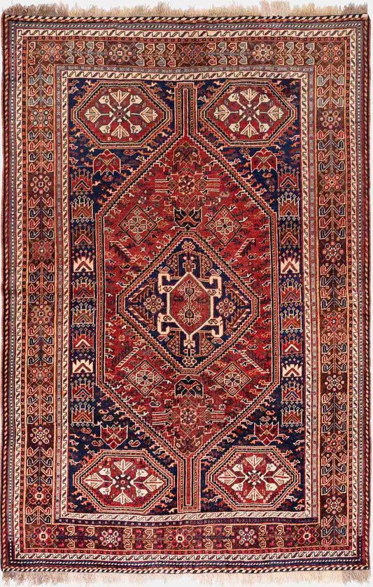 Citrus Red Vintage Persian Rug 61" X 89"